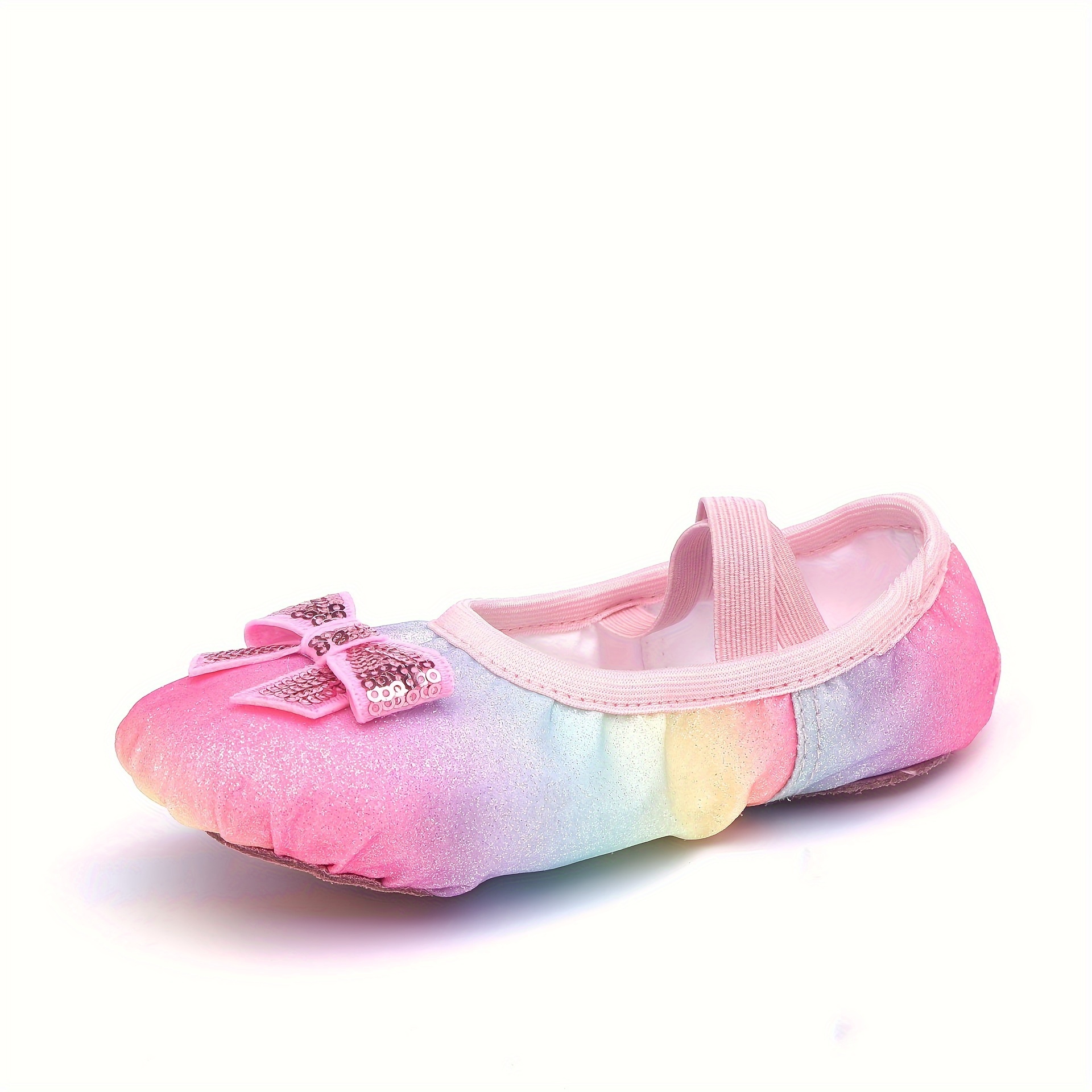 elegant gradient color bowknot slip on ballet shoes for girls anti slip soft sole dancing shoes for practice performance details 4