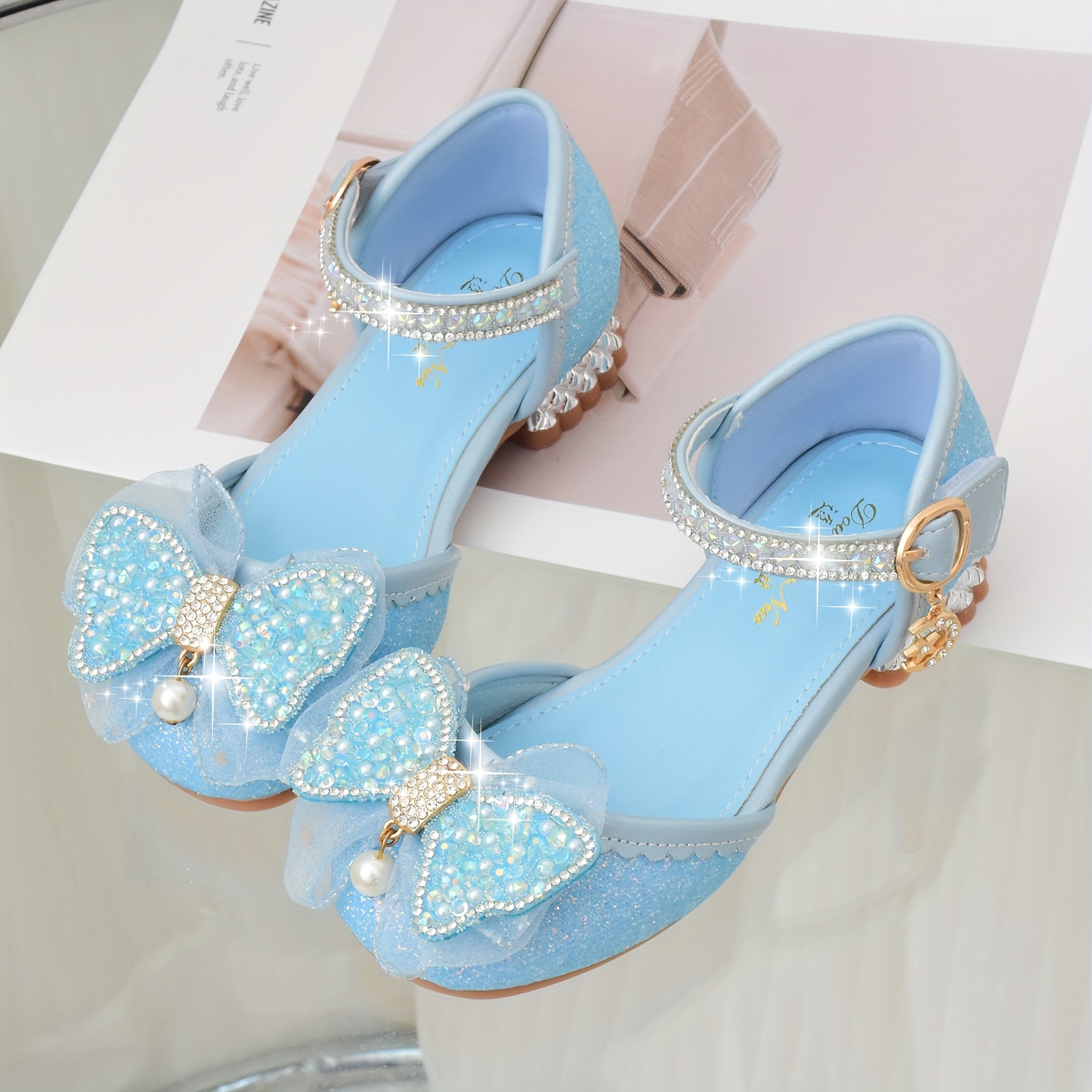 trendy elegant bowknot rhinestone high heel shoes for girls lightweight non slip dress shoes for performance party details 3