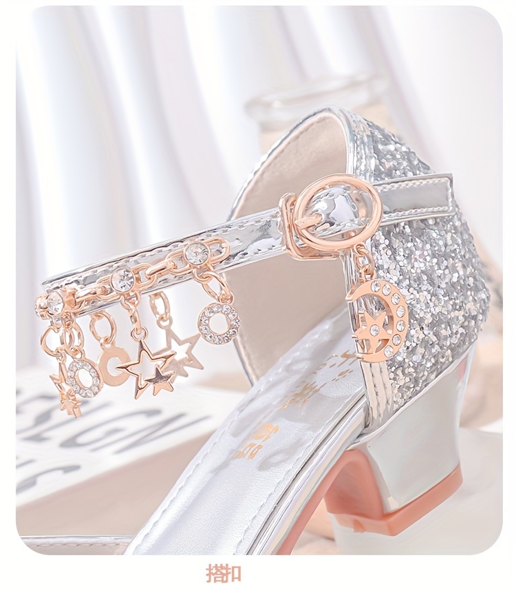 trendy cute sequin high heel shoes for girls breathable non slip wear resistant dress shoes for party wedding performance details 2