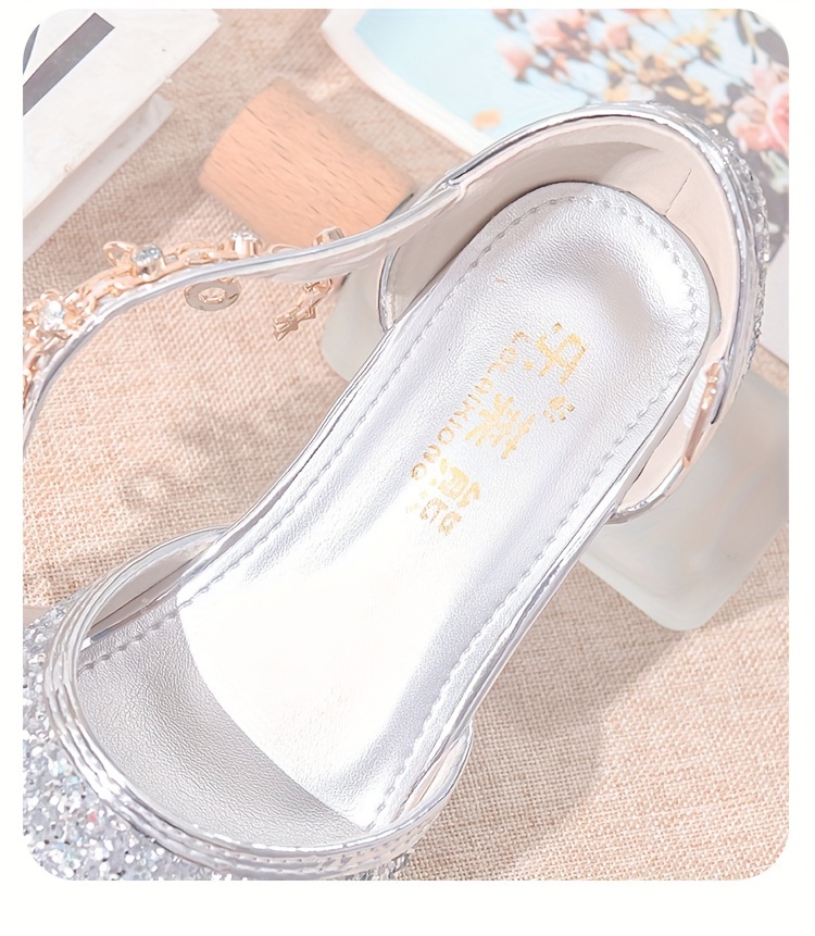 trendy cute sequin high heel shoes for girls breathable non slip wear resistant dress shoes for party wedding performance details 3