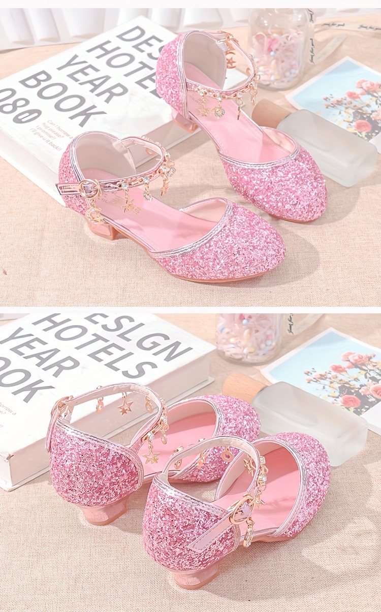 trendy cute sequin high heel shoes for girls breathable non slip wear resistant dress shoes for party wedding performance details 6