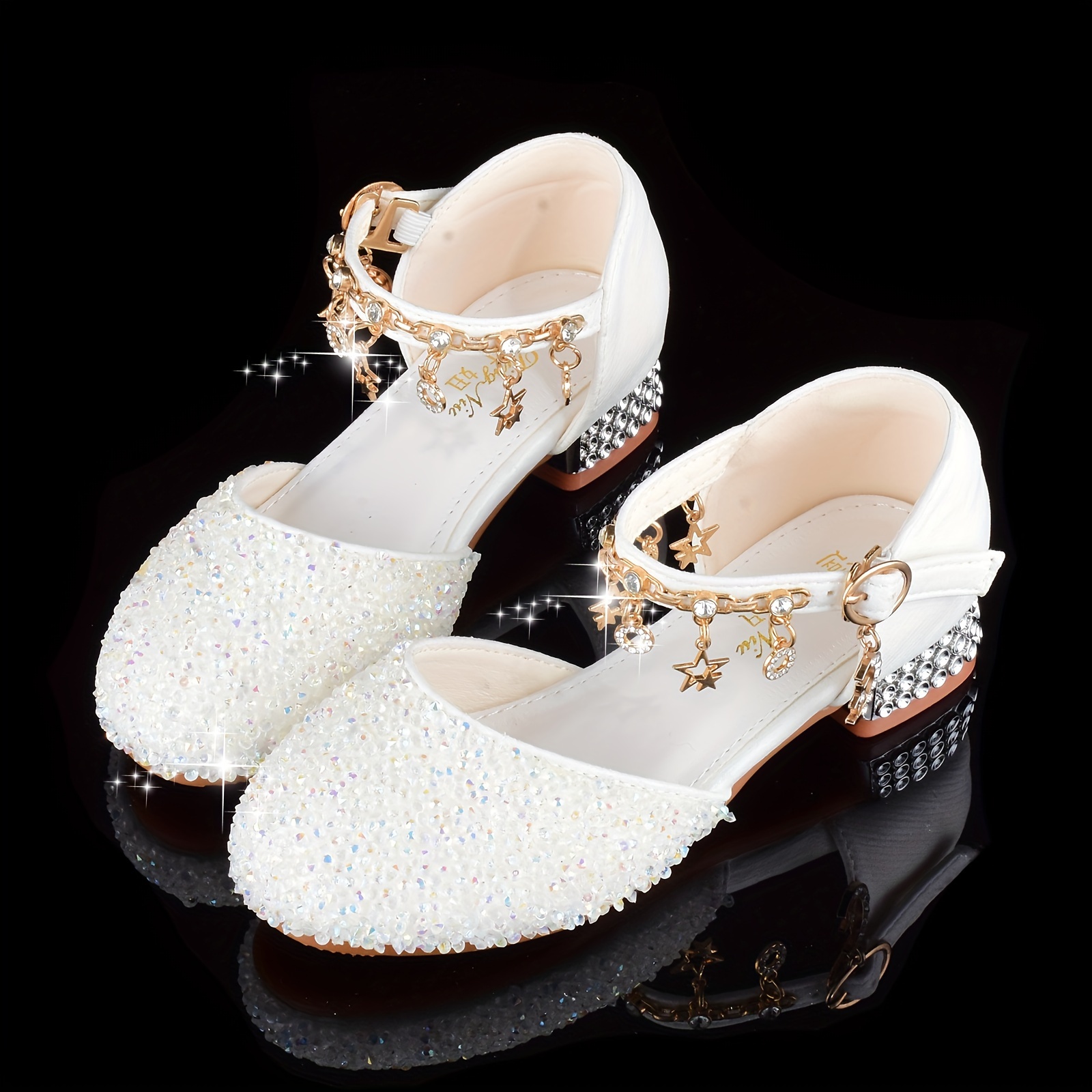 trendy elegant sequin high heel shoes for girls lightweight non slip soft bottom dress shoes for performance party details 0