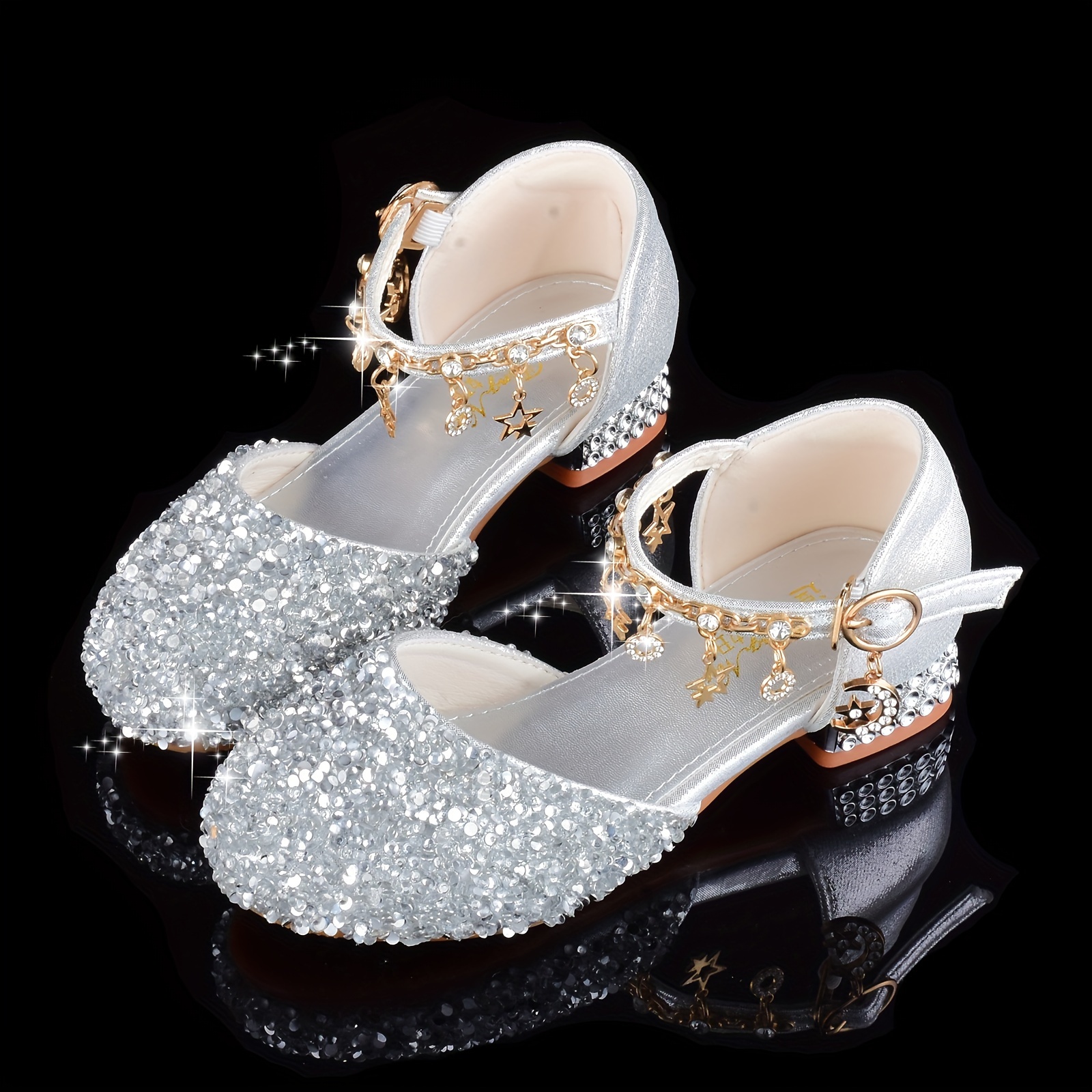trendy elegant sequin high heel shoes for girls lightweight non slip soft bottom dress shoes for performance party details 1