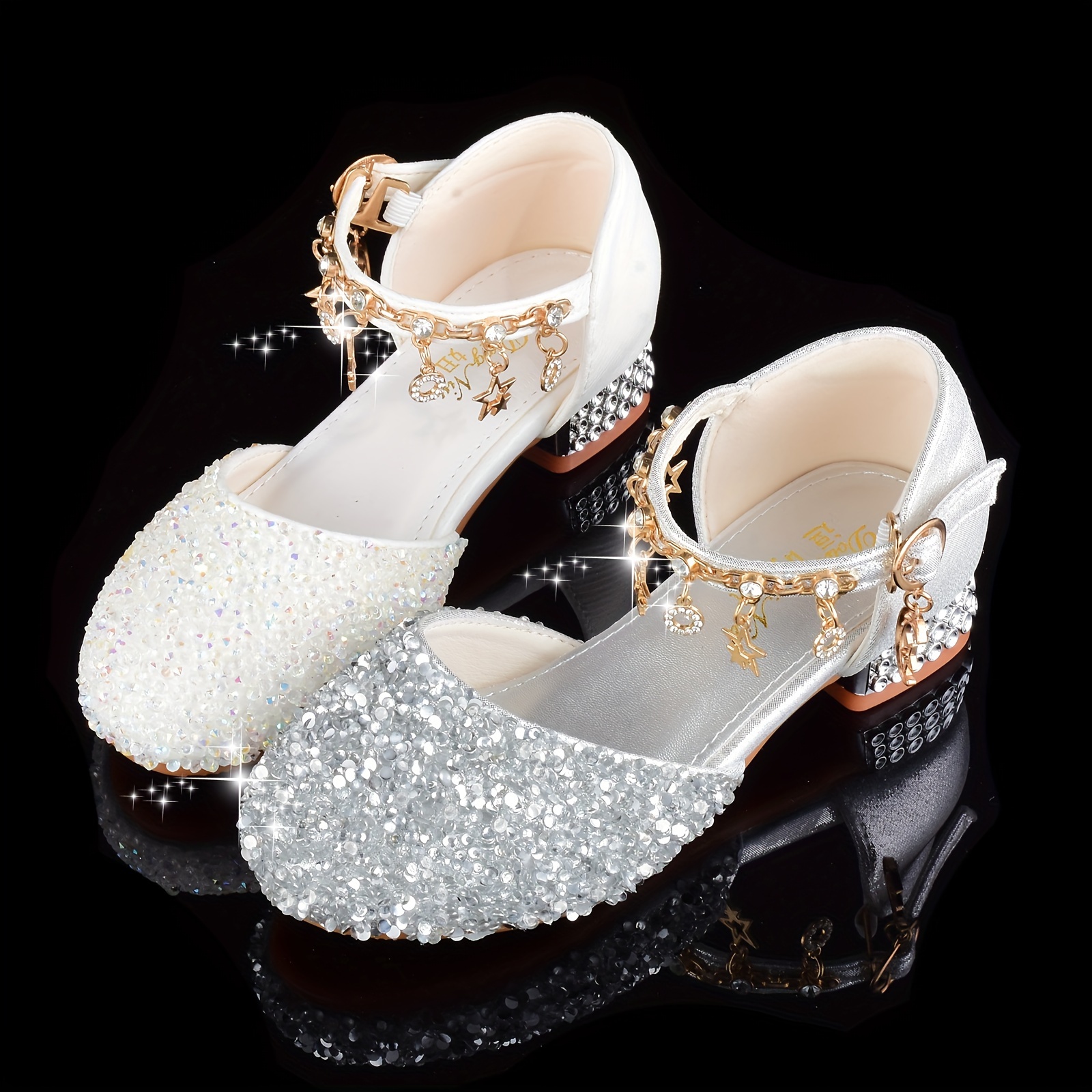 trendy elegant sequin high heel shoes for girls lightweight non slip soft bottom dress shoes for performance party details 2