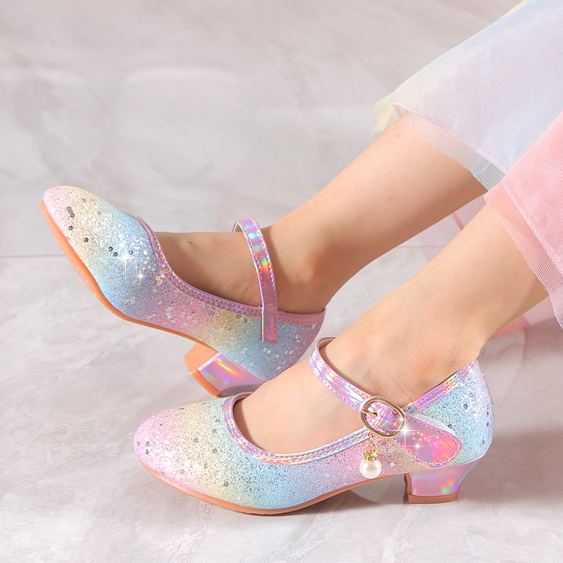 trendy cute sequin high heel shoes for girls lightweight non slip dress shoes for performance party details 2