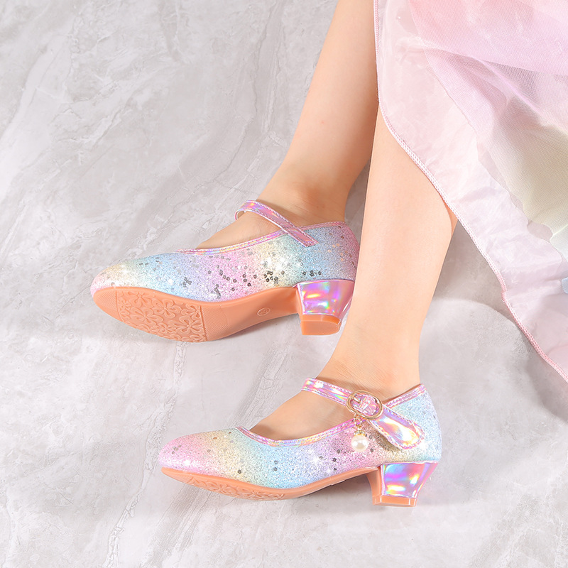 trendy cute sequin high heel shoes for girls lightweight non slip dress shoes for performance party details 4