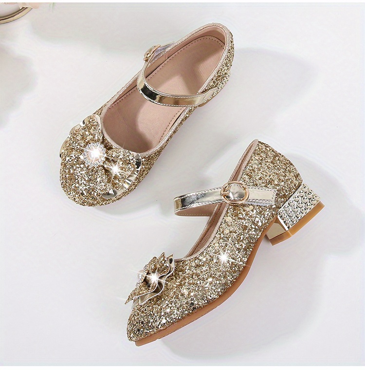girls trendy pearl bow tie pumps with strap dress up shoes with assorted colors details 2