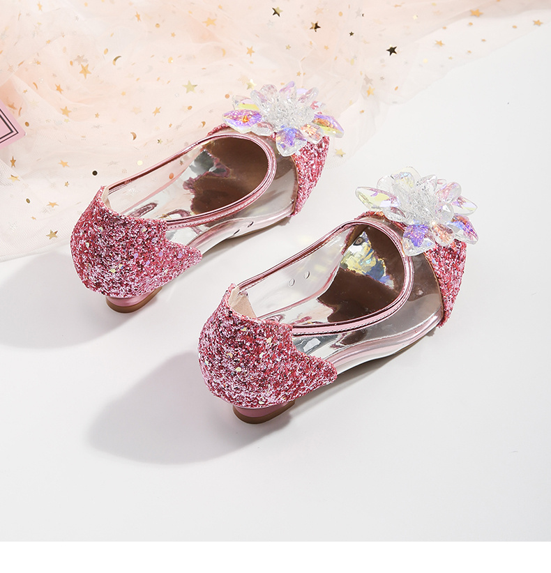 glass flower high heel princess shoes for wedding party details 10
