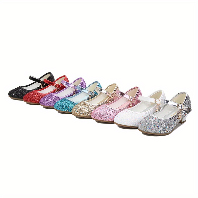 kids teenagers girls low heel shoes sequins princess dress shoes for party spring and summer details 0