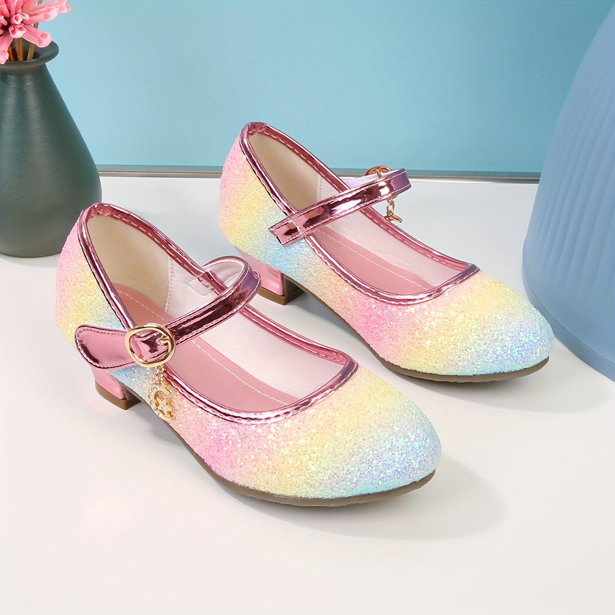 kids teenagers girls low heel shoes sequins princess dress shoes for party spring and summer details 1