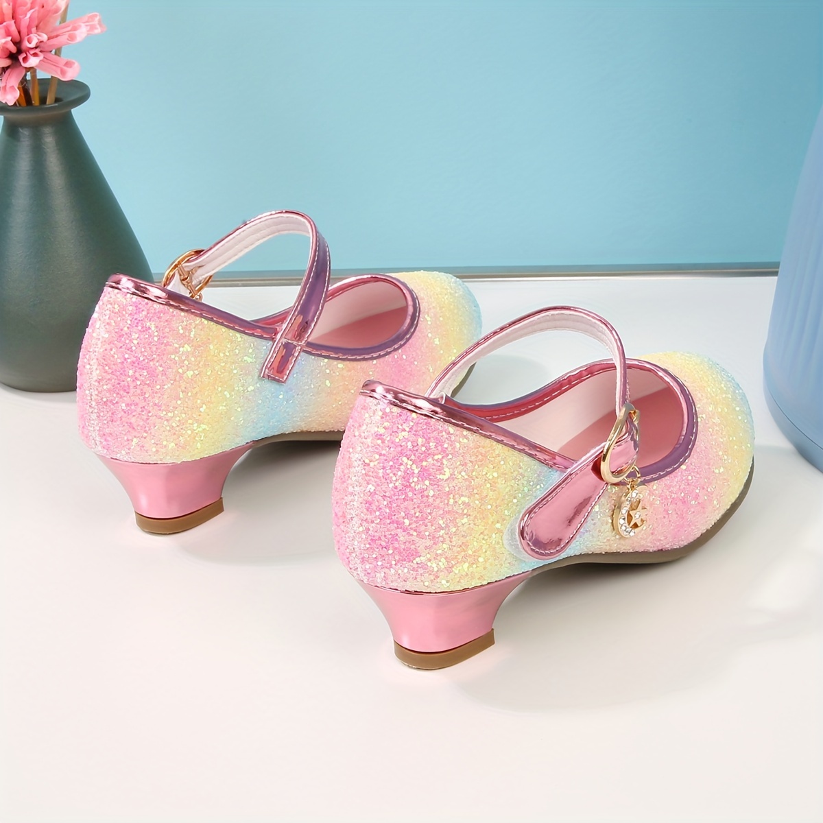 kids teenagers girls low heel shoes sequins princess dress shoes for party spring and summer details 4