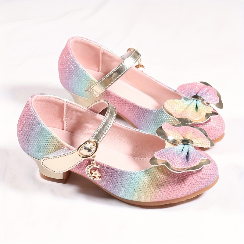 trendy cute bowknot high heel shoes for girls lightweight non slip soft bottom dress shoes for vacation wedding party details 2