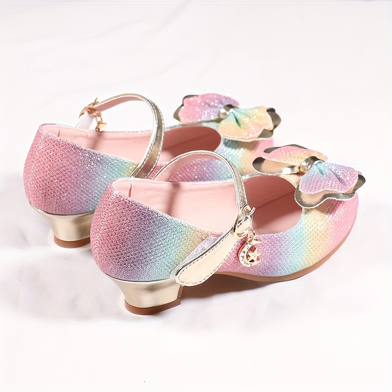 trendy cute bowknot high heel shoes for girls lightweight non slip soft bottom dress shoes for vacation wedding party details 3
