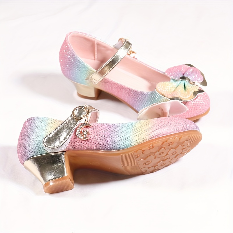 trendy cute bowknot high heel shoes for girls lightweight non slip soft bottom dress shoes for vacation wedding party details 4