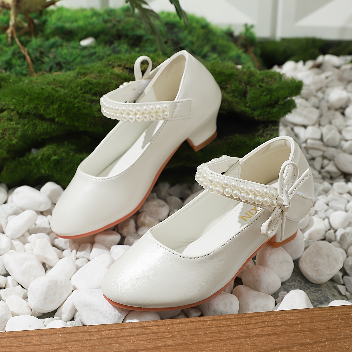 trendy elegant bowknot pearl high heel shoes for girls lightweight non slip soft bottom dress shoes for wedding party details 1