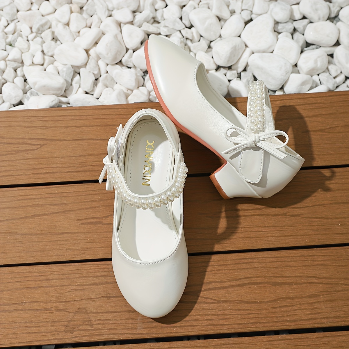 trendy elegant bowknot pearl high heel shoes for girls lightweight non slip soft bottom dress shoes for wedding party details 2