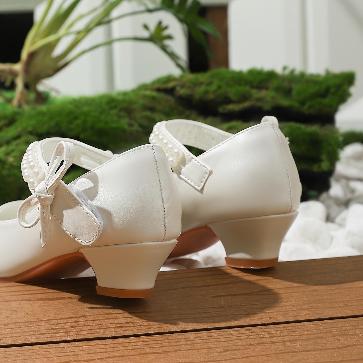 trendy elegant bowknot pearl high heel shoes for girls lightweight non slip soft bottom dress shoes for wedding party details 6