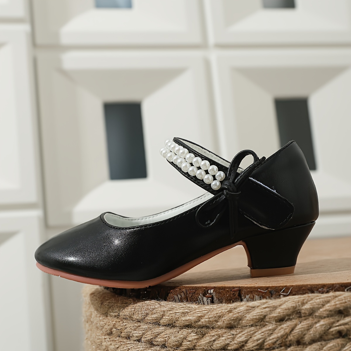 trendy elegant bowknot pearl high heel shoes for girls lightweight non slip soft bottom dress shoes for wedding party details 11