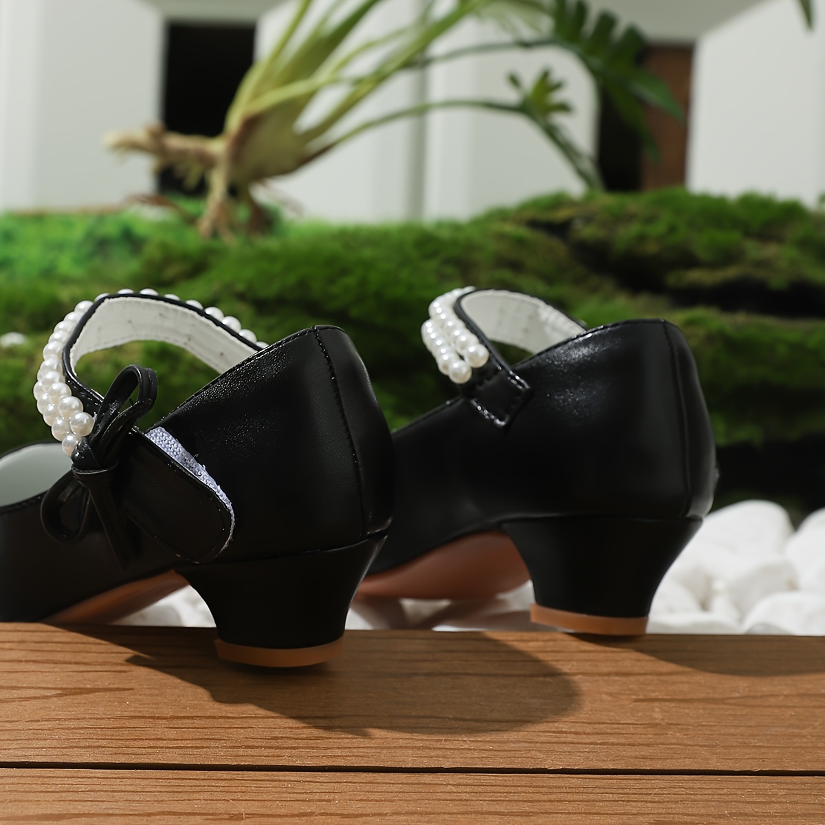 trendy elegant bowknot pearl high heel shoes for girls lightweight non slip soft bottom dress shoes for wedding party details 12