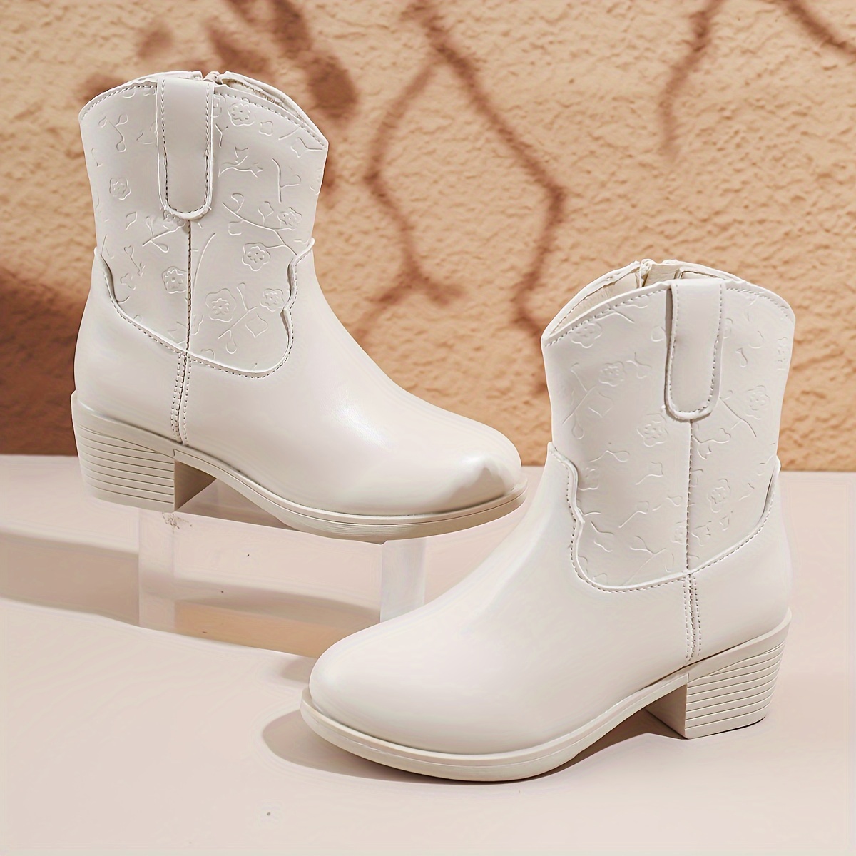 vintage solid color boots with zipper for girls lightweight non slip boots for indoor spring and autumn details 2