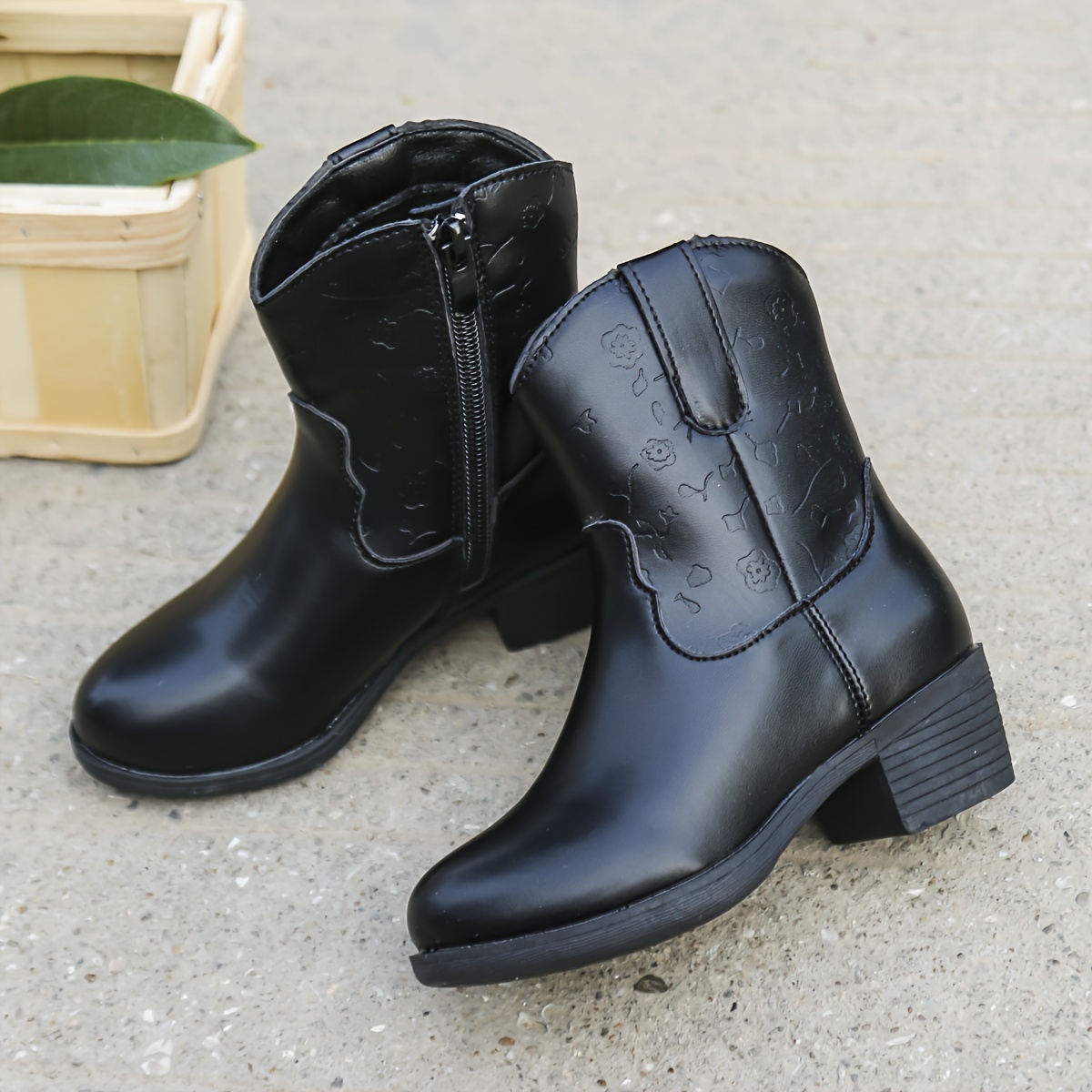 vintage solid color boots with zipper for girls lightweight non slip boots for indoor spring and autumn details 4