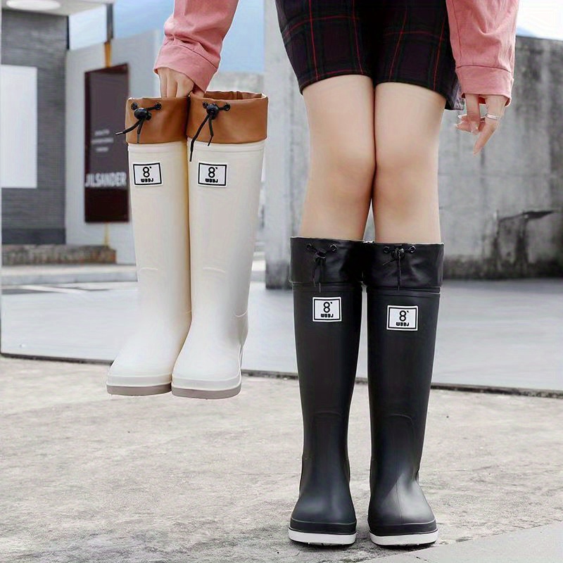 vicvai solid knee high rain boots comfy non slip shoes details 0