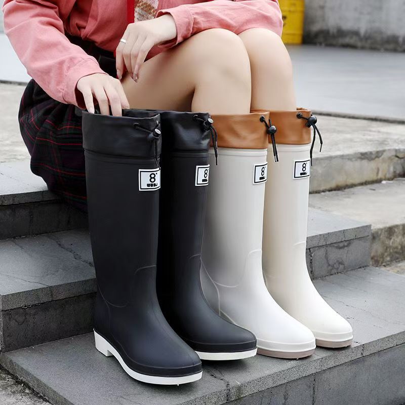vicvai solid knee high rain boots comfy non slip shoes details 1