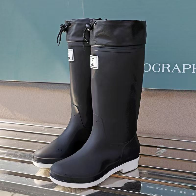 vicvai solid knee high rain boots comfy non slip shoes details 2