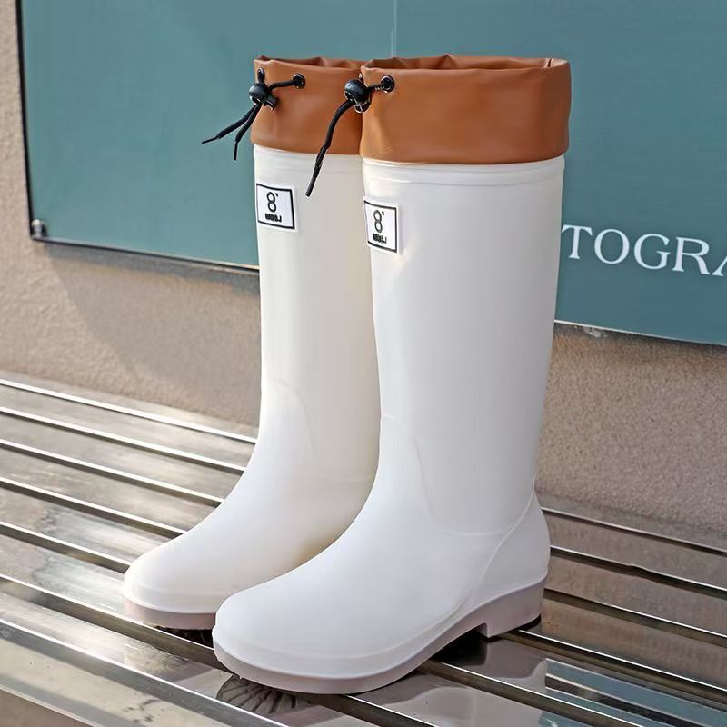 vicvai solid knee high rain boots comfy non slip shoes details 3