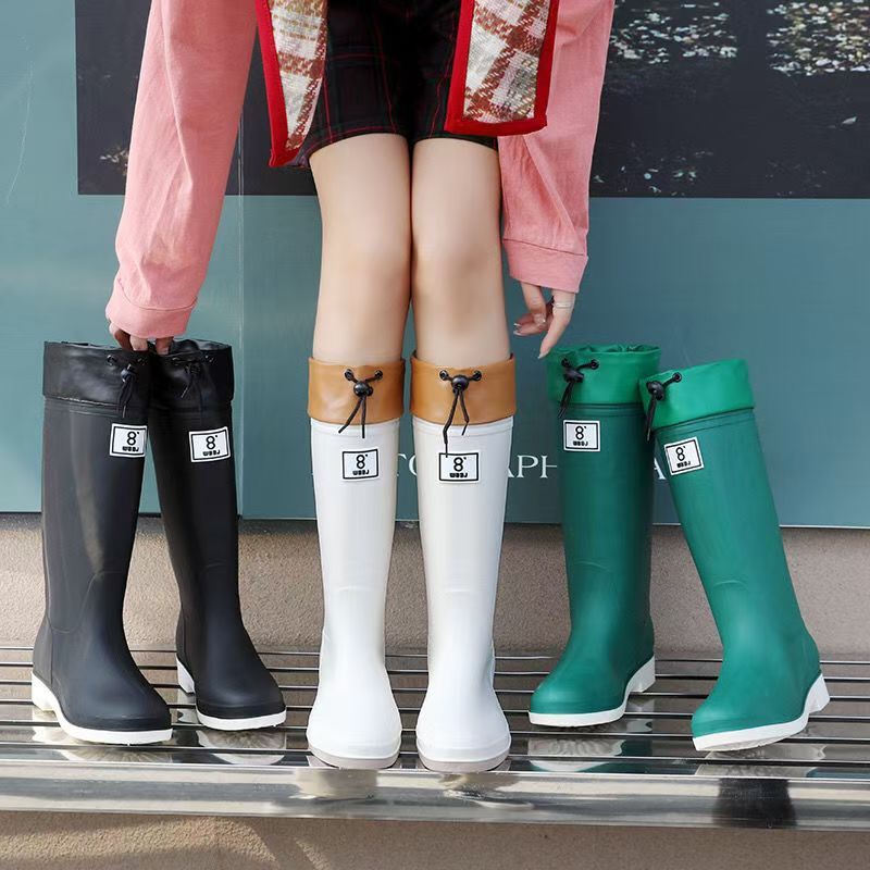 vicvai solid knee high rain boots comfy non slip shoes details 4