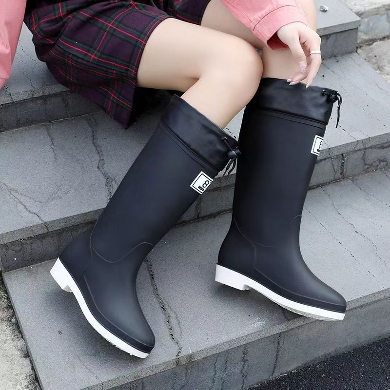vicvai solid knee high rain boots comfy non slip shoes details 5