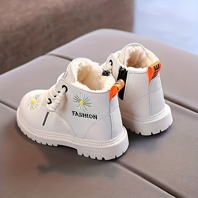 trendy embroidered flower comfortable boots for girls plus fleece boots for indoor outdoor walking autumn and winter details 1