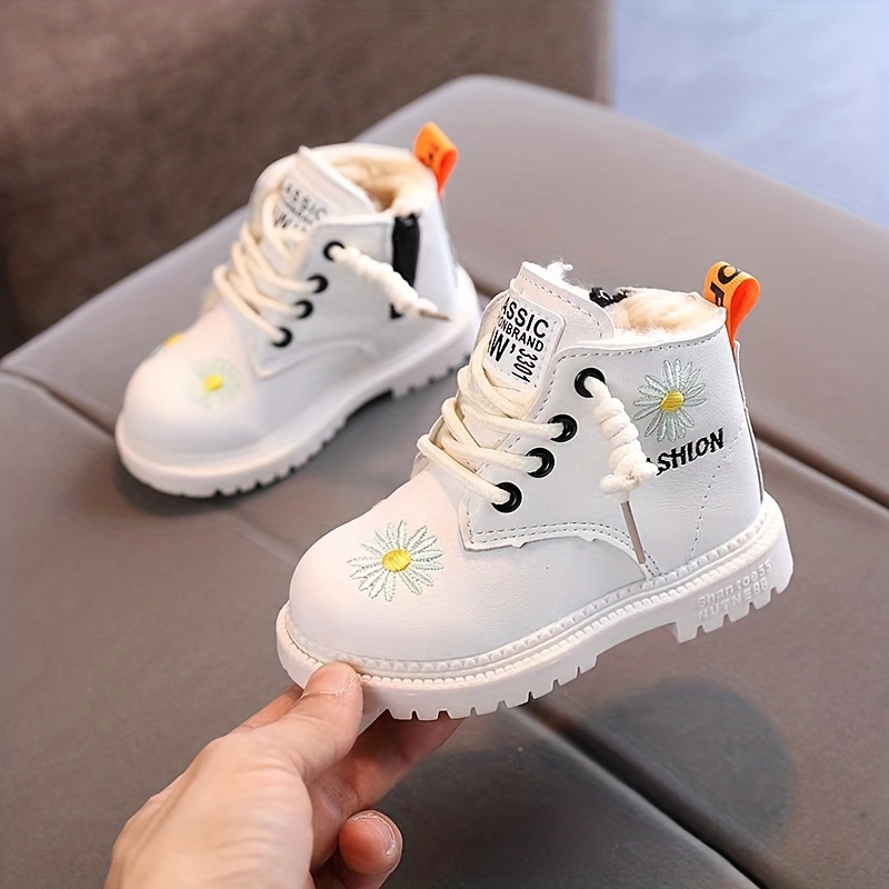 trendy embroidered flower comfortable boots for girls plus fleece boots for indoor outdoor walking autumn and winter details 2