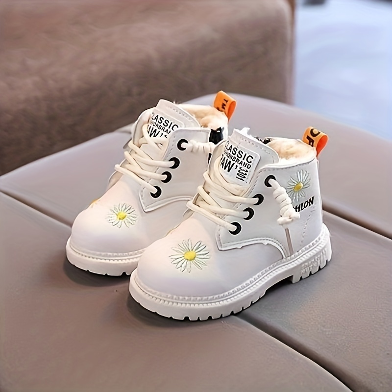 trendy embroidered flower comfortable boots for girls plus fleece boots for indoor outdoor walking autumn and winter details 6