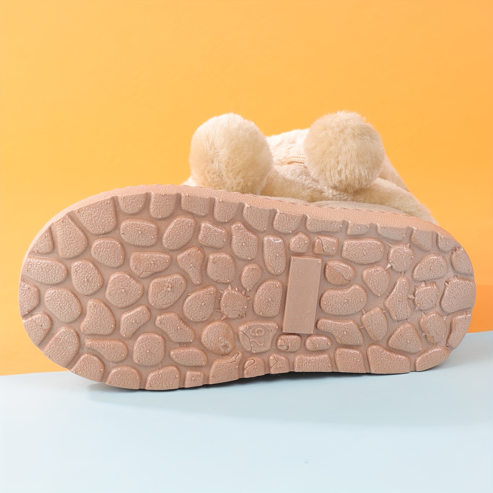 cute plush ball comfortable boots for girls plus fleece boots for indoor walking wear resistant non slip winter boots details 6
