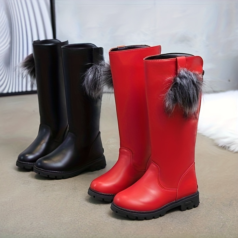 girls knee high boots comfy casual thermal platform shoes for kids outdoor activities details 3
