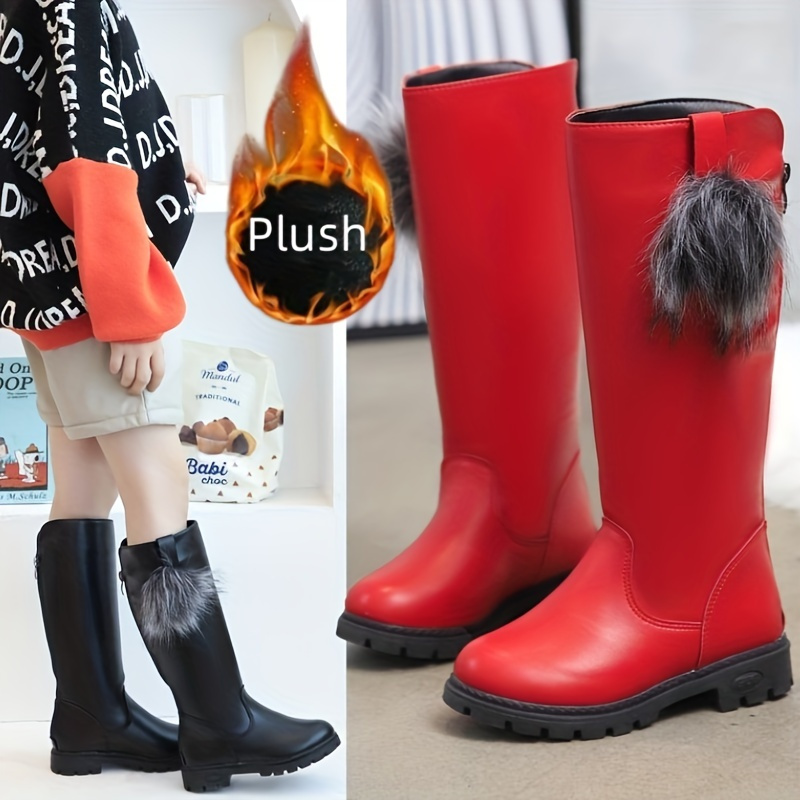 girls knee high boots comfy casual thermal platform shoes for kids outdoor activities details 6