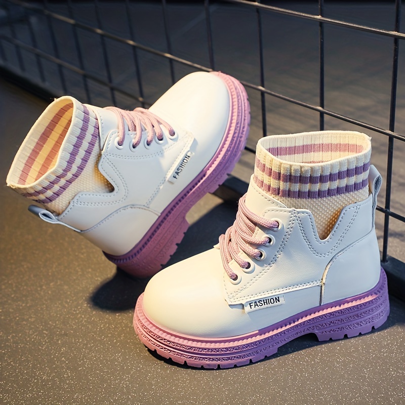 cute ankle high lace up boots for girls kids comfortable non slip boots for indoor autumn and winter details 2