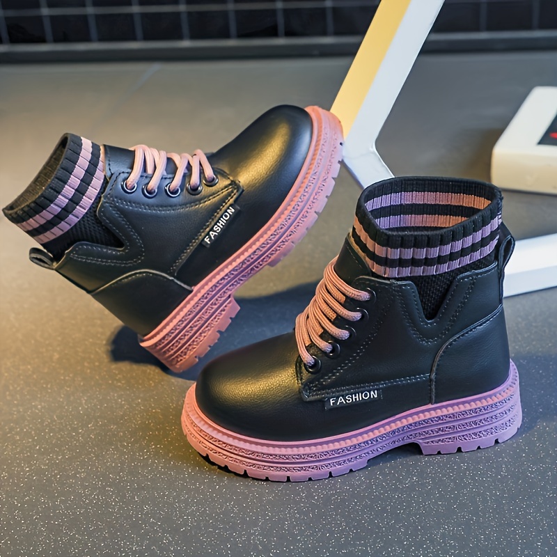 cute ankle high lace up boots for girls kids comfortable non slip boots for indoor autumn and winter details 4